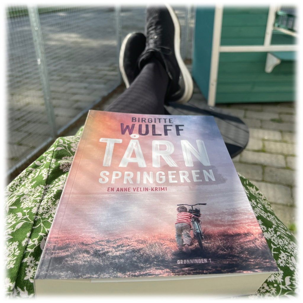 Billede: En skøn dag i september sad jeg ude i kattevolieren og læste Tårnspringeren af Birgitte Wulff