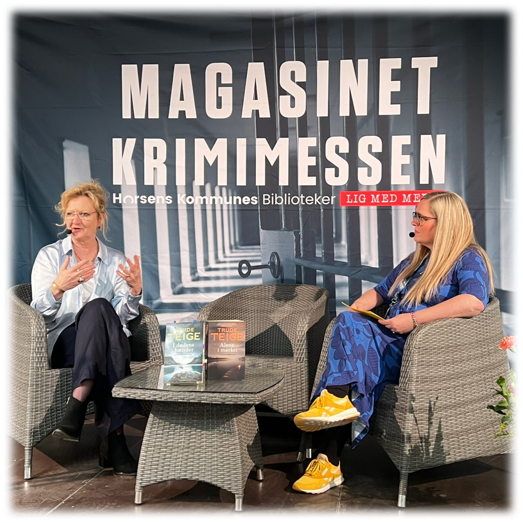 Maria Bruun Fanø interviewer norske Trude Teige. Trude Teige er aktuel med de to første bøger i en krimiserie: "Alene i mørket" og "I dødens hænder". De to næste bøger udkommer i juni 2022.